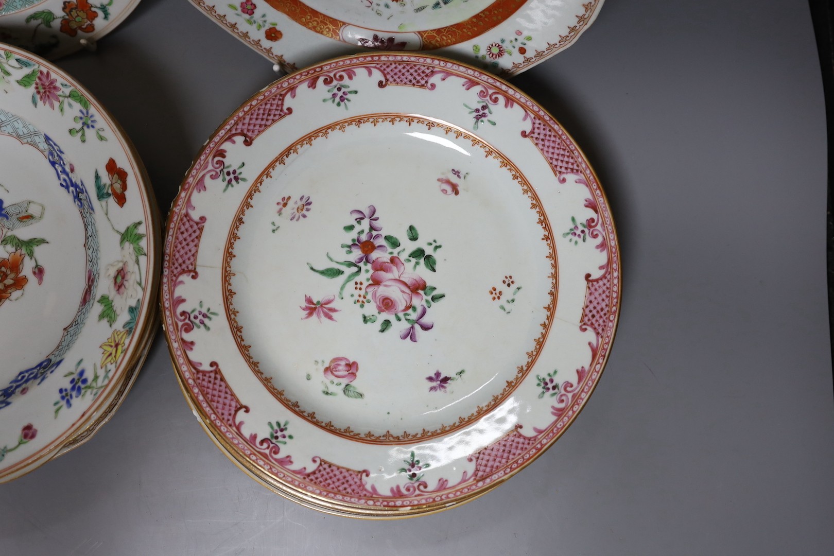 Ten various Chinese Export porcelain plates, 18th century and later
